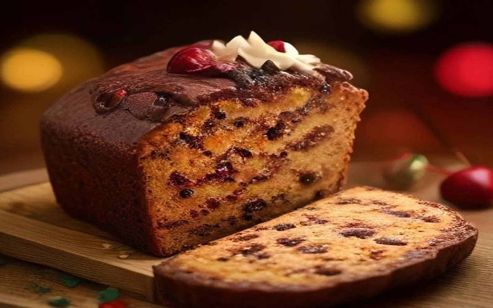 Gluten-free christmas fruitcake on a plate