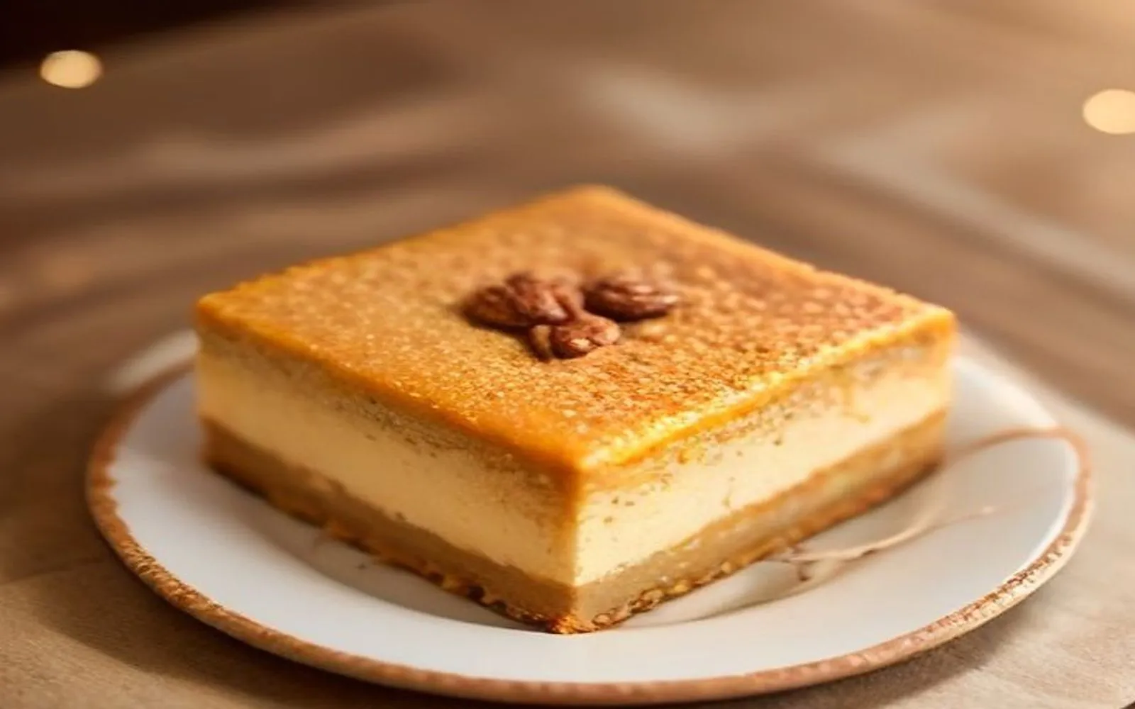 Gluten-free pumpkin cheesecake bar recipe on a plate