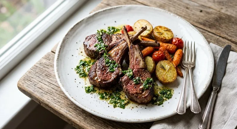 Gluten-Free Lamb Chops with Herb Sauce