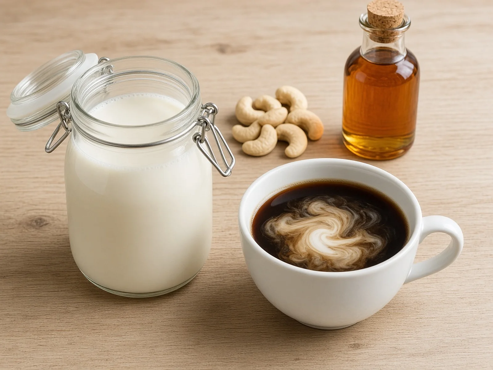 Gluten-free cashew milk creamer on a plate