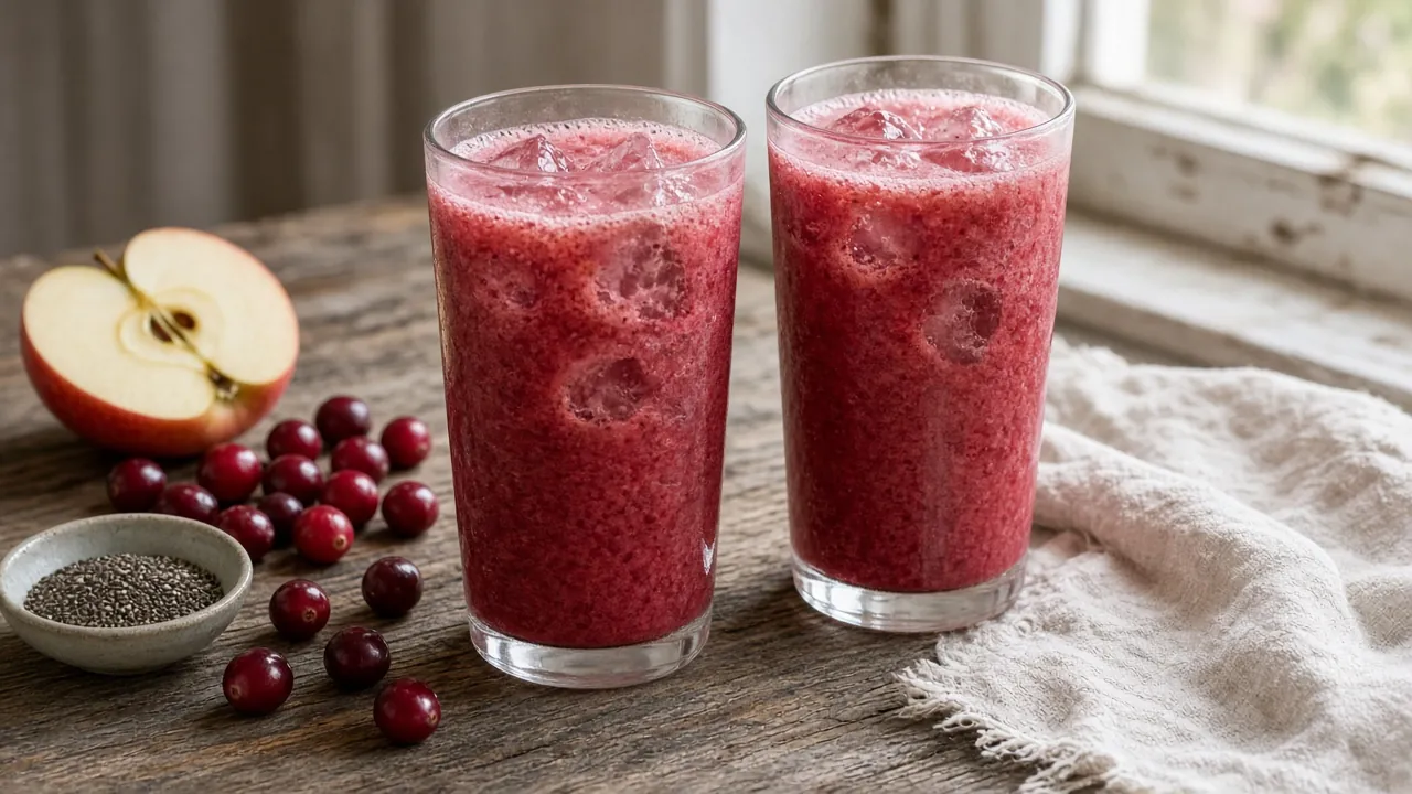 Gluten-free cranberry apple juice made with fresh or frozen cranberries, apples and granulated sugar or pure maple syrup