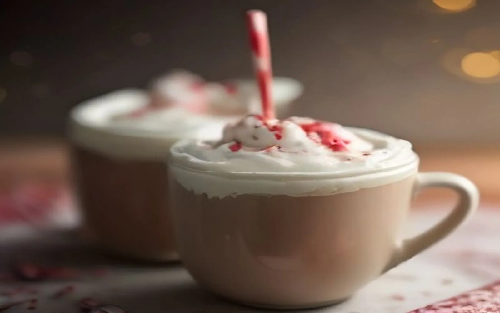 Gluten-free peppermint hot chocolate on a plate