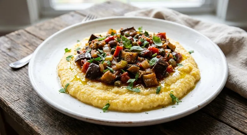 Gluten-Free Caponata over Polenta
