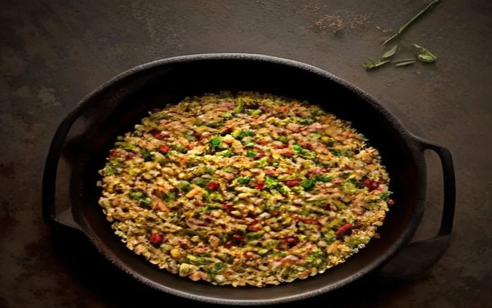 Gluten-free wild rice stuffing with mushrooms and cranberries on a plate